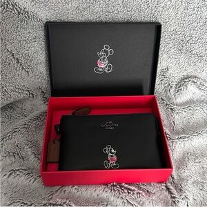 Coach Limited Edition Mickey Mouse Leather corner zip Wristlet in Box EUC